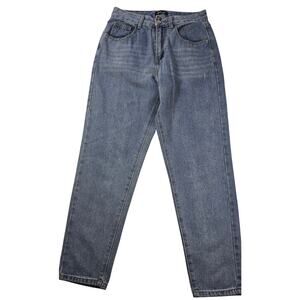 Nasty Gal Jeans UK 10 US 8 Tapered High Waist Mom Blue Denim wide leg 90s EUC